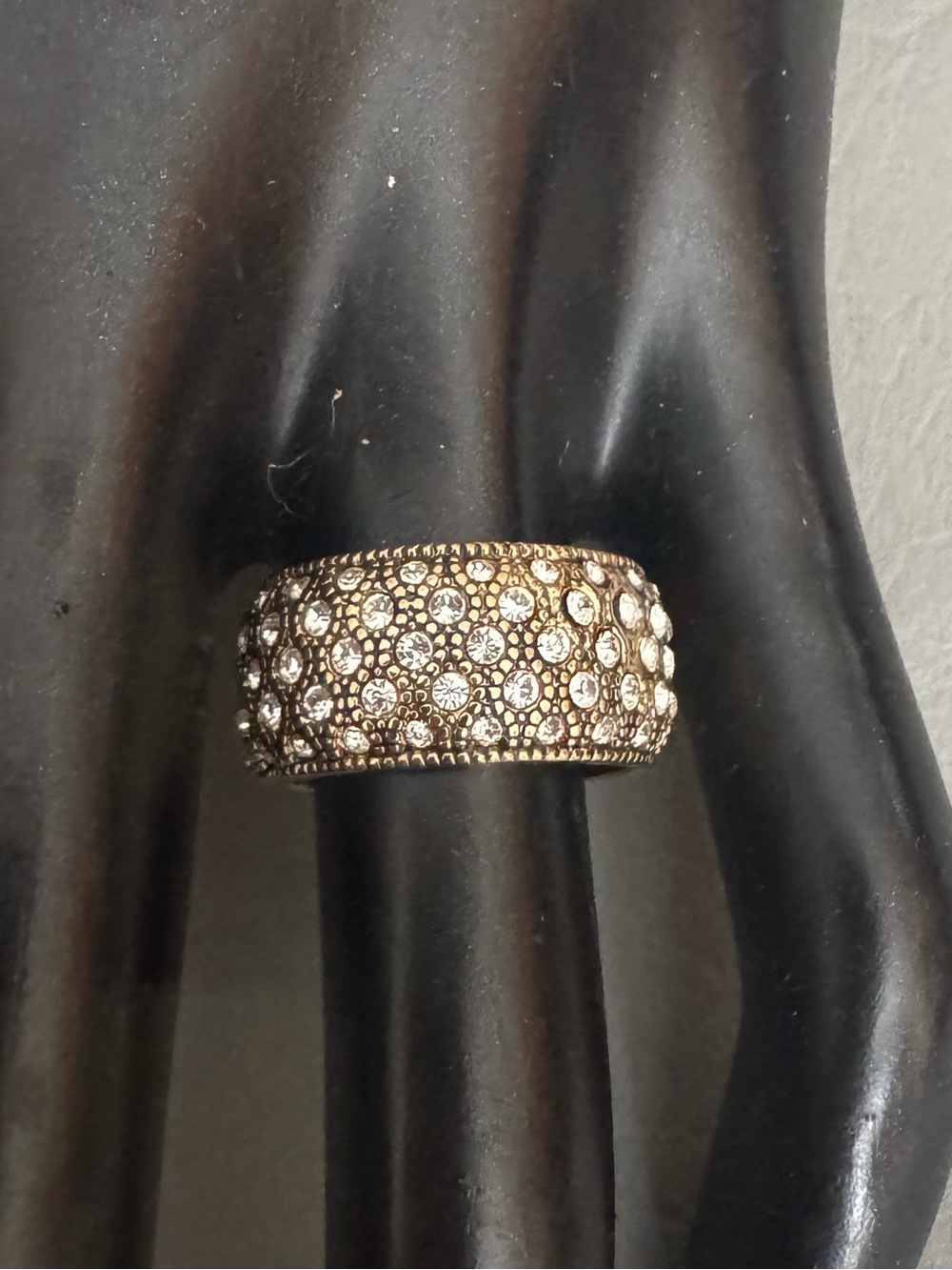 Antique gold crystal eternity ring